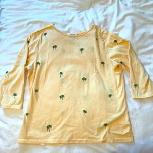 Vintage 3/4 Sleeve Yellow Palm Tree Shirt